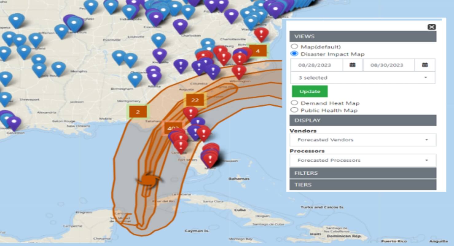 Exiger identifies suppliers potentially impacted by a natural disaster. Exiger can recommend alternative sources and facilitate collaborating with suppliers to ensure continuity and prevent supply chain disruptions.